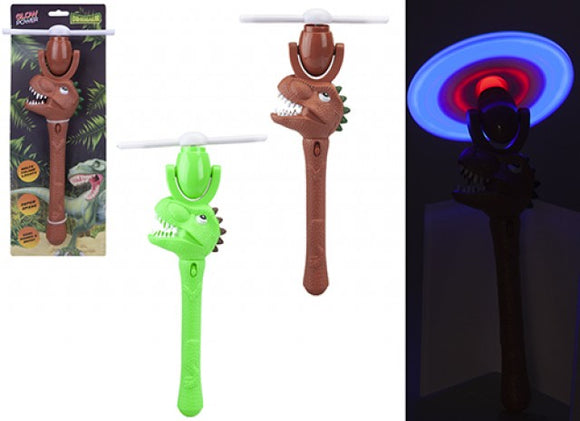 Light up spinning dinosaur wand