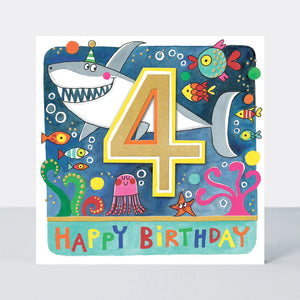 Age 4 Boy Birthday Card Shark