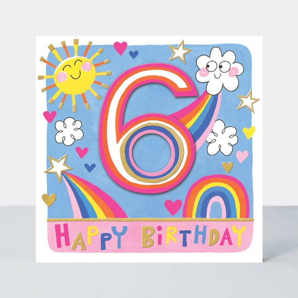 Age 6 Girl Birthday Card Sunshine And Rainbows