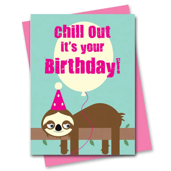Sloth Google Eyed Birthday Card