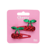 Glitter hair clips - Cherry