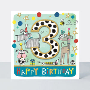 Age 3 Boy Birthday Card Dogs