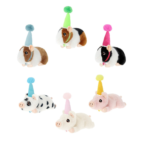 15CM KEELECO PARTY PIGS WITH HATS 6 ASSTD