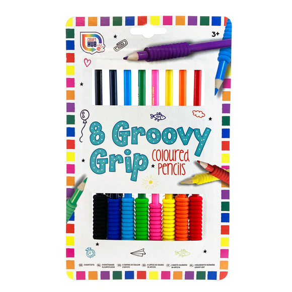 8 Groovy Grip Coloured Grip Pencils