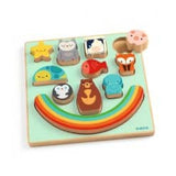 RAINBOW PUZZ & BOOM WOODEN PUZZLE AND BALANCE GAME BY DJECO DJ01076 Age 18 Months
