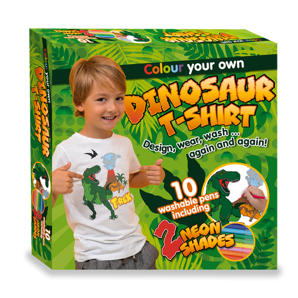 Fun Box Colour Your Own T Shirt Dinosaur Age 3-6 Years