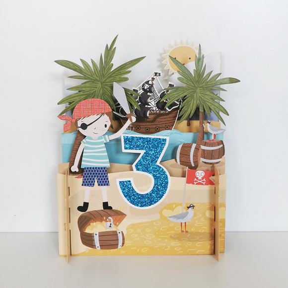 3D Pop Up Age 3 birthday card