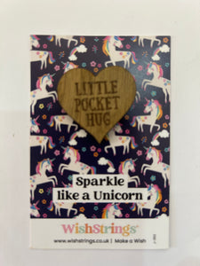 Unicorn - WishBuddies - Wooden Pocket Hug Token Age From 3 To Adult