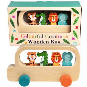 Wooden bus toy - Colourful Creatures Age 3+