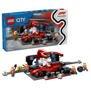 Lego City 60443 F1 Pit Stop And Pit Crew With Ferrari Car Age 6+