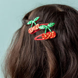 Glitter hair clips - Cherry