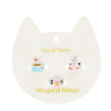Cute rings (set of 3) - Bunny, cat and flower