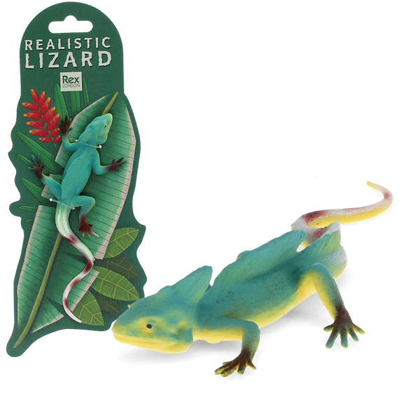 Realistic double crown lizard toy