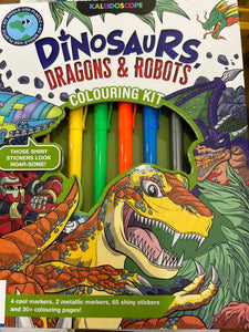 Kaleidoscope Dinosaurs Dragons And Robots Colouring Set