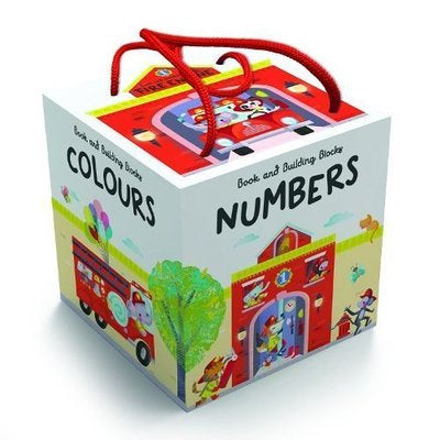 Book and building blocks Numbers Words colours and animals