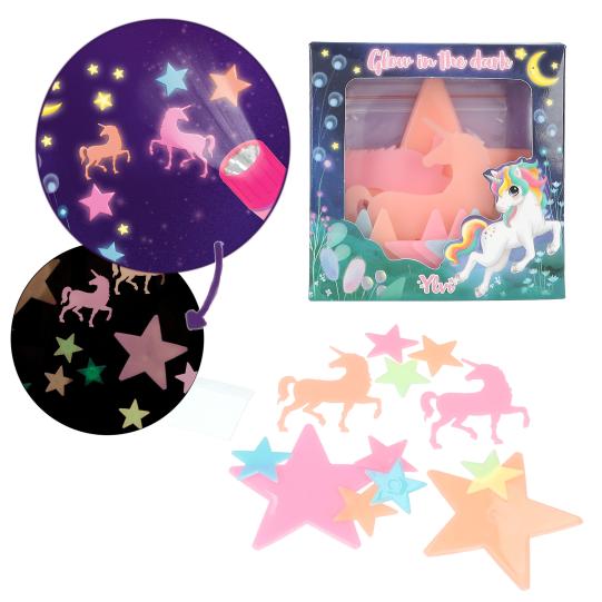 Ylvi Glow In The Dark Sticker stars and unicorn