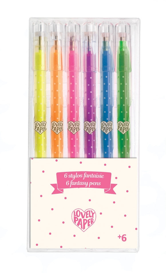 A pack of 6 glitter gel pens by Djeco DD03755
