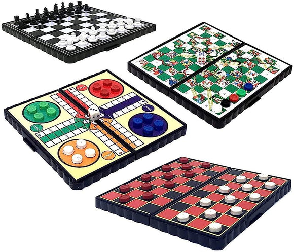 Magnetic Mini Games Chess Draughts Ludo And Snakes & Ladder