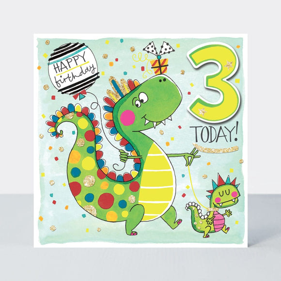 Age 3 Birthday Card Dinosaur