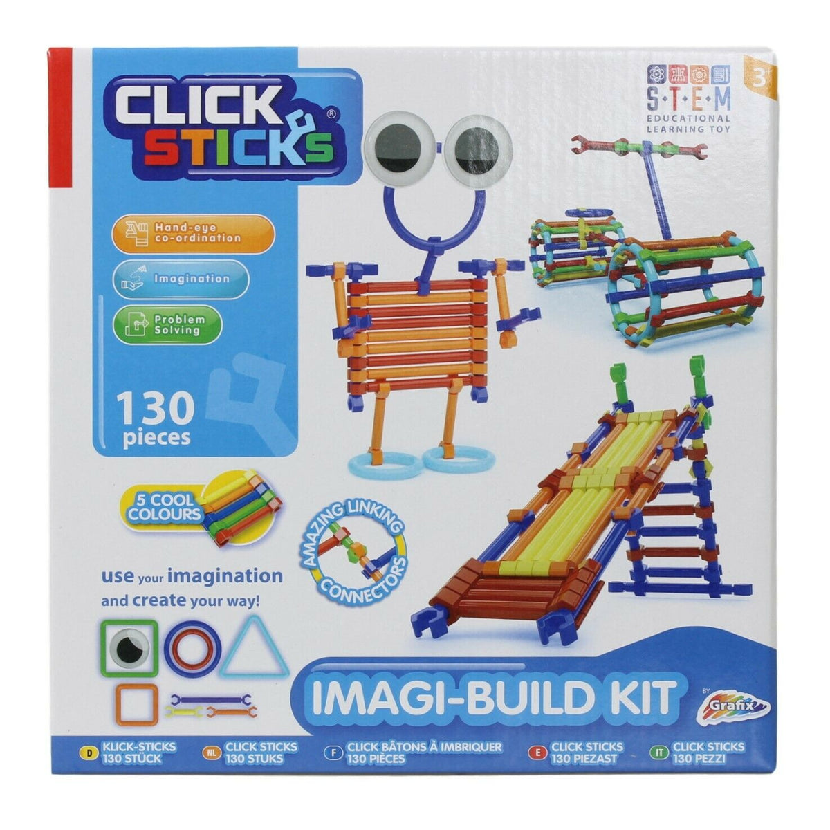 Click Sticks 130 Pieces Imagi Build Kit Age 3+ – Toy-Box@hants
