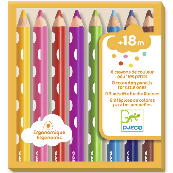 Djeco DJ09004 8 Colouring Pencils For Little Ones Age 18 Months
