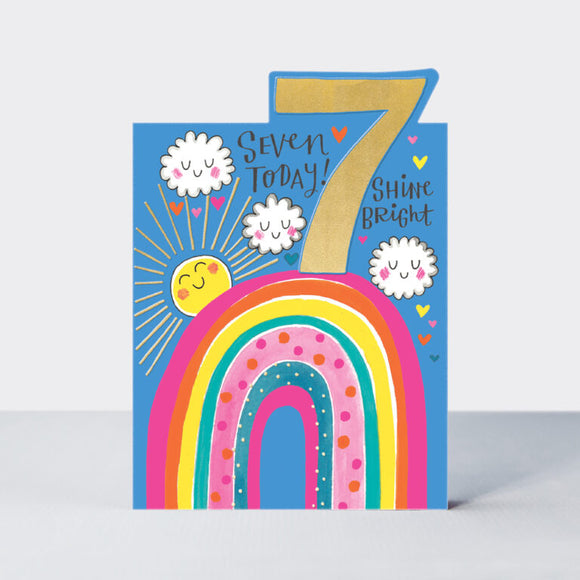 TIPTOES – AGE 7 BIRTHDAY CARD GIRL – RAINBOW