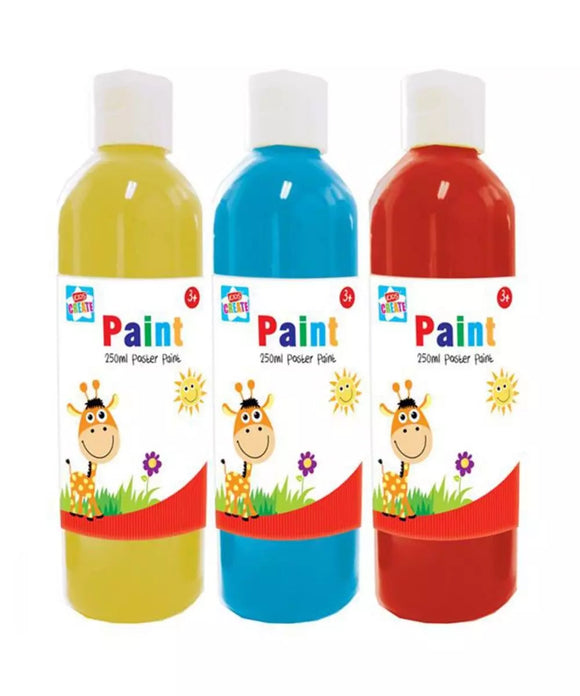 Poster Paint 250ml Choice of Red, Yellow, Green And Yellow Age 3+