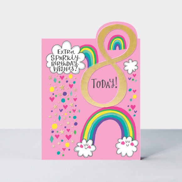 TIPTOES – AGE 8 BIRTHDAY CARD GIRL – RAINBOWS