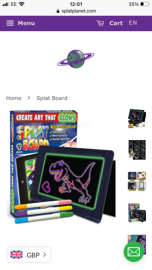 Splat Board Magic Drawing Board Light Up