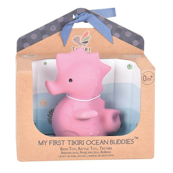 Tikiri Sea Horse Natural Rubber Rattle and Bath Toy Gift Boxed From 0 Months