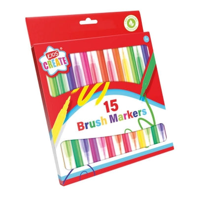 Kids Create 15 Brush Markers Age 3+