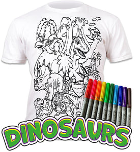 Splat Planet Colour-in T-Shirt with 10 Non-Toxic Washable Magic Pens - Colour-in and Wash Out T-Shirt