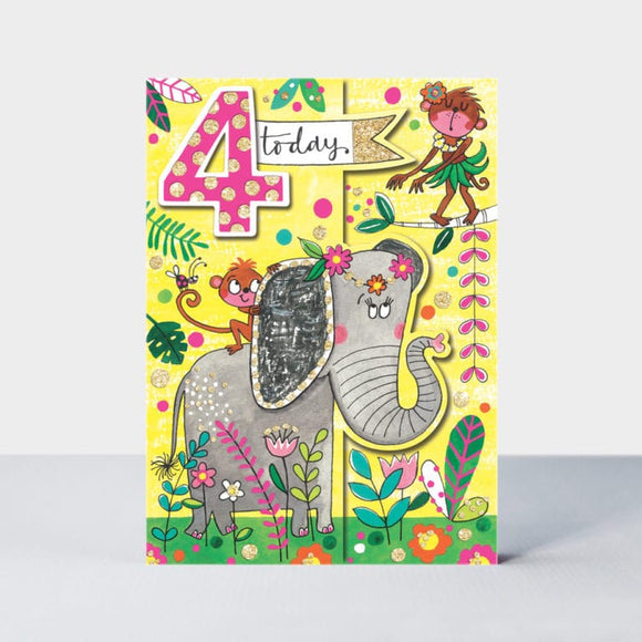 Elephant Birthday Card Age 4