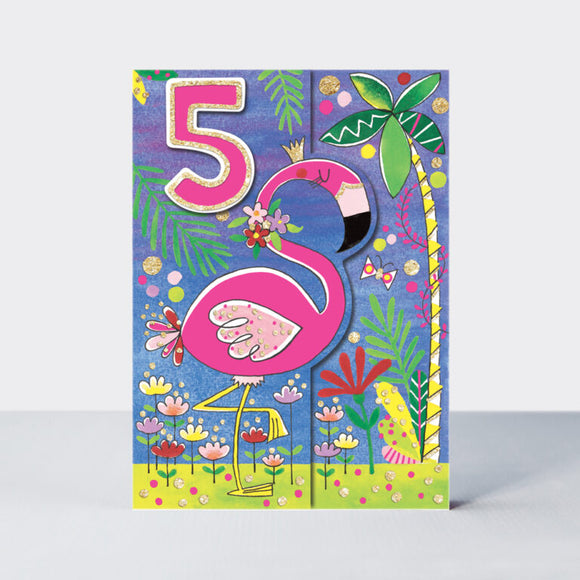 Flamingo 5 Birthday Card