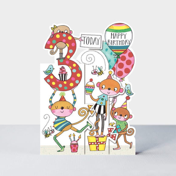 Birthday Card-Monkeys Age 3
