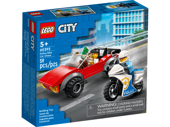 Lego City 60392 Police Bike Car Chase Set with Toy Motorbike Age 5+