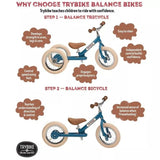 Trybike 2 in 1 Trybike Steel 2 in 1 Balance Bike / Trike. - vintage red, pink or green Try Bike