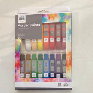 Art Hub Acrylic Paint 10ml, 15 Pieces