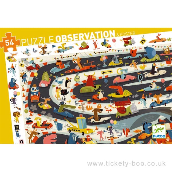 Djeco Observation Puzzle Car Rally DJ07564 for children 3+ years old