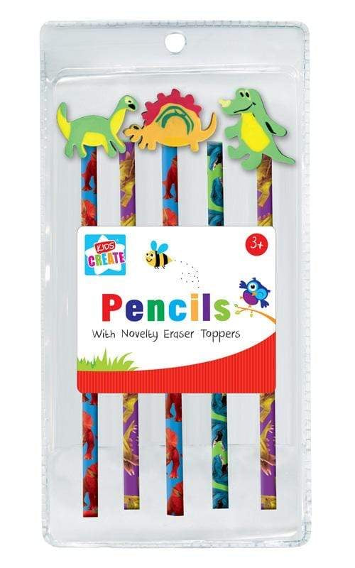 5 Pencils with Novelty Eraser Toppers