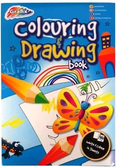 A4 Kids Drawing & Colouring Book Plain + Illustrated