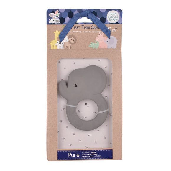 TIKIRI  Natural Rubber Teether – Elephant teether grey Gift Boxed