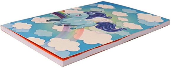 Pixie Pony A5 Journal Notebook, Glitter Blue Rainbow Pony, 140 Pages